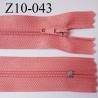 fermeture zip longueur 10 cm couleur corail non séparable largeur 2.4 cm glissière nylon largeur 4 mm