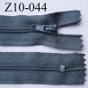 fermeture zip longueur 10 cm couleur bleu tirant sur le gris non séparable largeur 2.4 cm glissière nylon largeur 4 mm