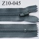 fermeture zip longueur 10 cm couleur gris non séparable largeur 2.4 cm glissière nylon largeur 4 mm