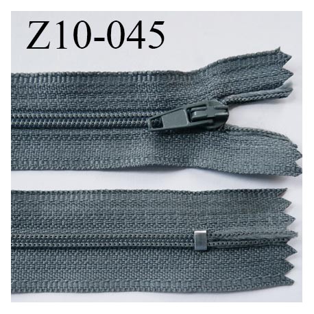 fermeture zip longueur 10 cm couleur gris non séparable largeur 2.4 cm glissière nylon largeur 4 mm