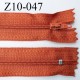 fermeture zip longueur 10 cm couleur rouille non séparable largeur 2.4 cm glissière nylon largeur 4 mm