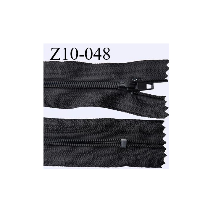 fermeture zip longueur 10 cm couleur anthracite non séparable largeur 2.4 cm glissière nylon largeur  4 mm