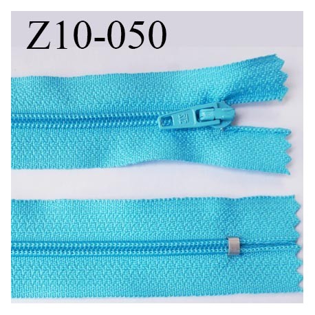 fermeture zip longueur 10 cm turquoise non séparable largeur 2.4 cm glissière nylon largeur 4 mm