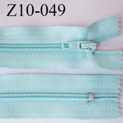 fermeture zip longueur 10 cm vert bleu lagon anthracite non séparable largeur 2.4 cm glissière nylon largeur  4 mm