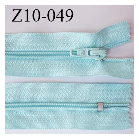 fermeture zip longueur 10 cm vert bleu lagon anthracite non séparable largeur 2.4 cm glissière nylon largeur 4 mm