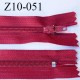 fermeture zip longueur 10 cm rouge tirant sur le bordeaux non séparable largeur 2.4 cm glissière nylon largeur 4 mm