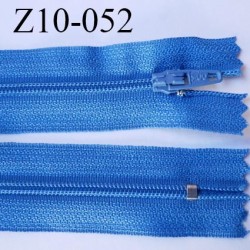 fermeture zip longueur 10 cm bleu lumineux non séparable largeur 2.4 cm glissière nylon largeur  4 mm