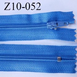 fermeture zip longueur 10 cm bleu lumineux non séparable largeur 2.4 cm glissière nylon largeur 4 mm