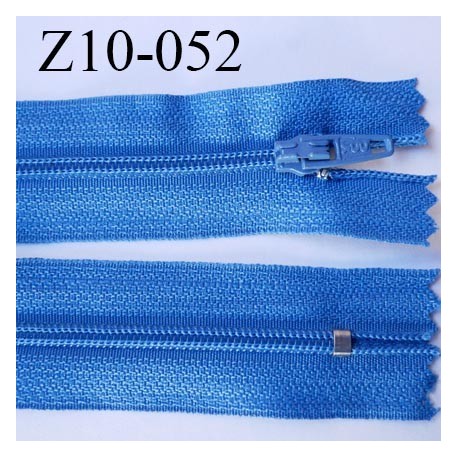 fermeture zip longueur 10 cm bleu lumineux non séparable largeur 2.4 cm glissière nylon largeur 4 mm