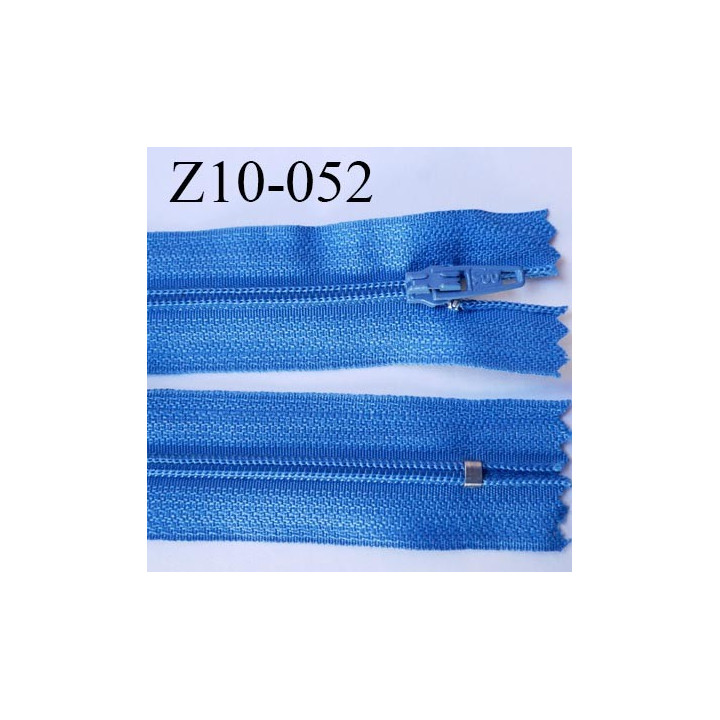 fermeture zip longueur 10 cm bleu lumineux non séparable largeur 2.4 cm glissière nylon largeur  4 mm