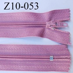 fermeture zip longueur 10 cm vieux rose non séparable largeur 2.4 cm glissière nylon largeur  4 mm