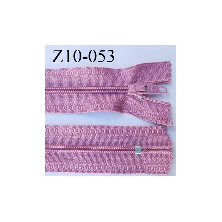 fermeture zip longueur 10 cm vieux rose non séparable largeur 2.4 cm glissière nylon largeur  4 mm