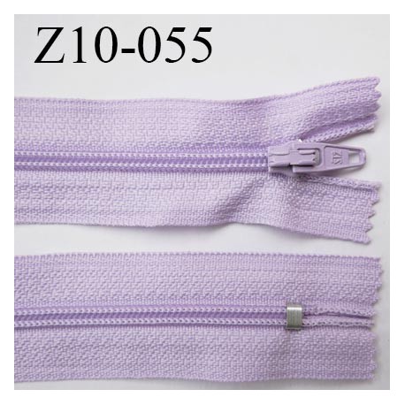 fermeture zip longueur 10 cm lilas non séparable largeur 2.4 cm glissière nylon largeur 4 mm