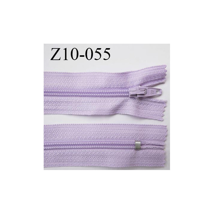 fermeture zip longueur 10 cm lilas non séparable largeur 2.4 cm glissière nylon largeur  4 mm