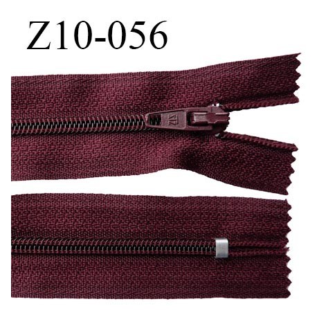 fermeture zip longueur 10 cm bordeaux non séparable largeur 2.4 cm glissière nylon largeur 4 mm