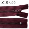 fermeture zip longueur 10 cm bordeaux non séparable largeur 2.4 cm glissière nylon largeur 4 mm