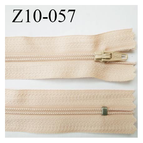 fermeture zip longueur 10 cm crème ou beige clair non séparable largeur 2.4 cm glissière nylon largeur 4 mm