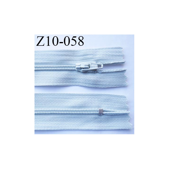 fermeture zip longueur 10 cm gris non séparable largeur 2.4 cm glissière nylon largeur  4 mm