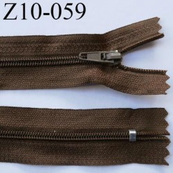 fermeture zip longueur 10 cm marron non séparable largeur 2.4 cm glissière nylon largeur  4 mm