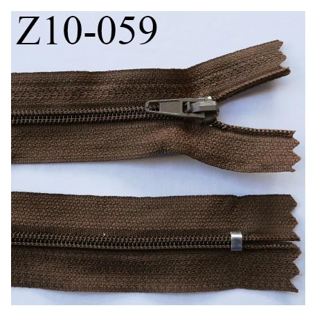 fermeture zip longueur 10 cm marron non séparable largeur 2.4 cm glissière nylon largeur 4 mm
