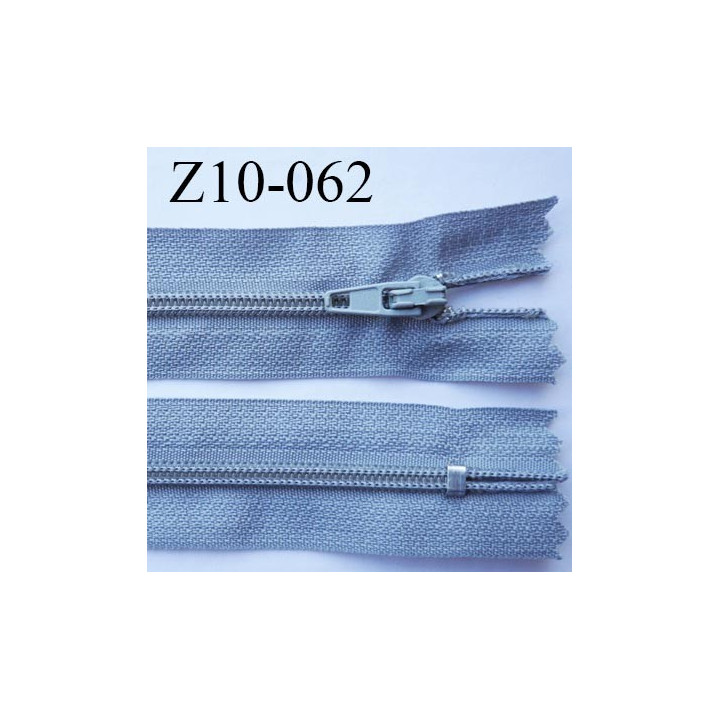 fermeture zip longueur 10 cm gris non séparable largeur 2.4 cm glissière nylon largeur  4 mm
