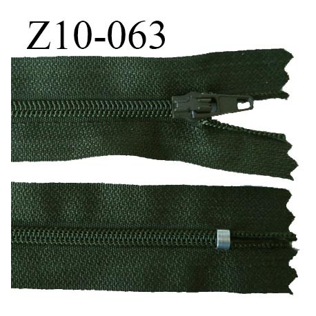 fermeture zip longueur 10 cm vert non séparable largeur 2.4 cm glissière nylon largeur 4 mm