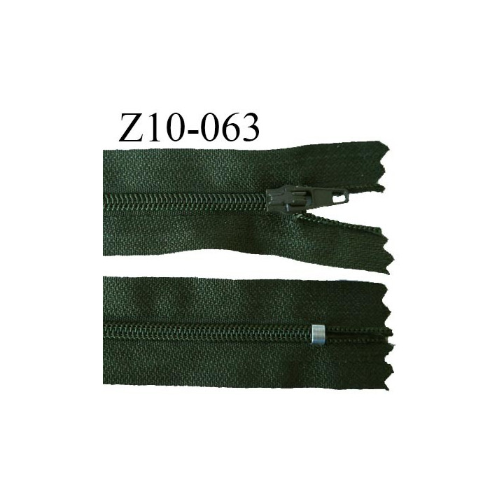 fermeture zip longueur 10 cm vert non séparable largeur 2.4 cm glissière nylon largeur  4 mm