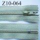 fermeture zip longueur 10 cm vert kaki clair non séparable largeur 2.4 cm glissière nylon largeur 4 mm