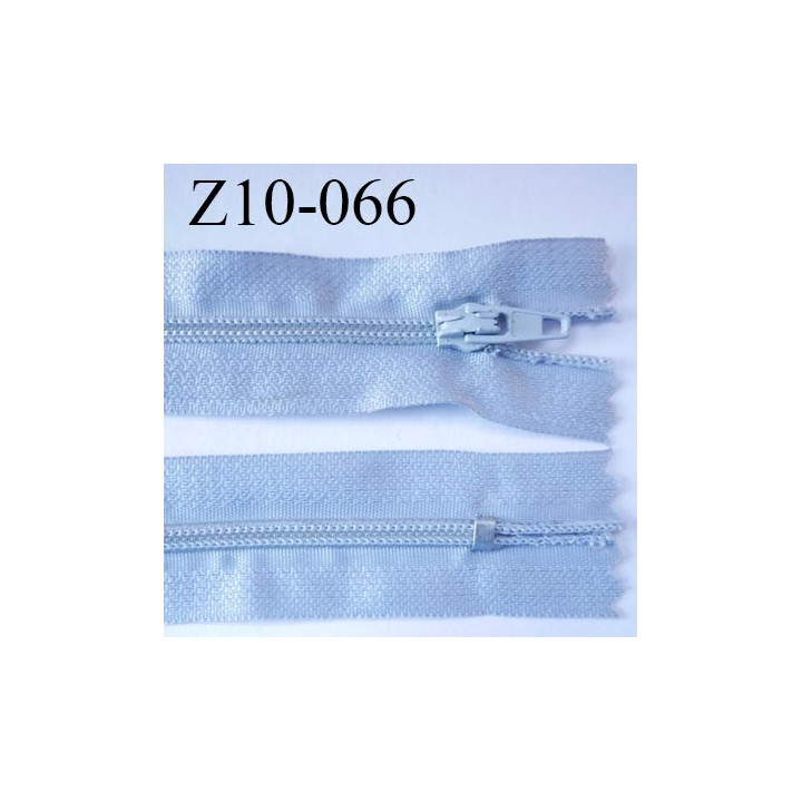 fermeture zip longueur 10 cm gris clair non séparable largeur 2.4 cm glissière nylon largeur  4 mm