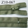 fermeture zip longueur 10 cm kaki non séparable largeur 2.4 cm glissière nylon largeur 4 mm