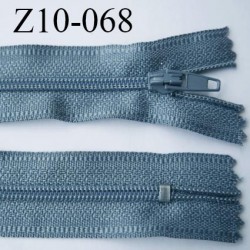 fermeture zip longueur 10 cm couleur gris bleu non séparable largeur 2.4 cm glissière nylon largeur 4 mm