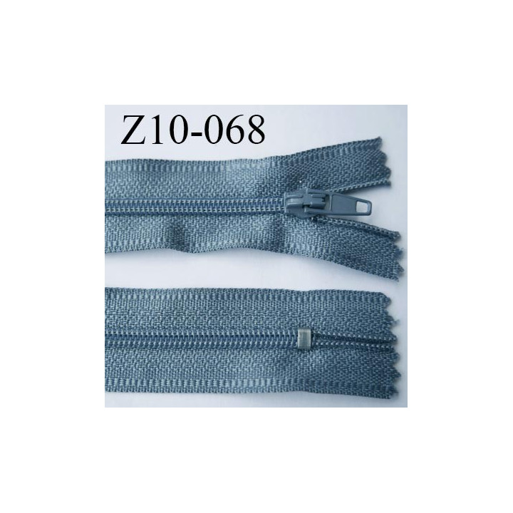 fermeture zip longueur 10 cm couleur gris non séparable largeur 2.4 cm glissière nylon largeur  4 mm