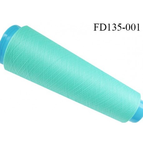 Destockage cone 3000 mètres de fil mousse polyester fil n°120 couleur vert lagon longueur 3000 m