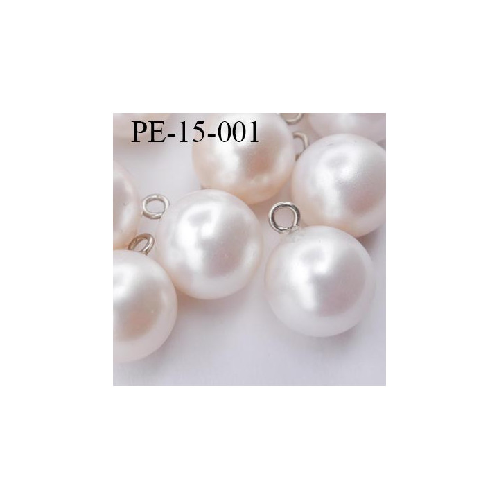 Perle nacre 15 mm montée très belle diamètre 15 mm avec accroche chromé prix de la pièce