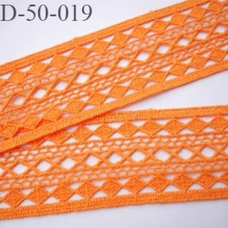 Dentelle galon crochet 50 mm couleur orange lumineux très douce largeur 50 mm prix au mètre