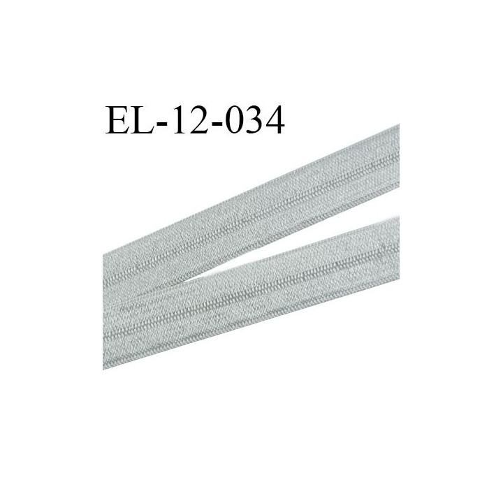 Elastique pré plié 12 mm  lingerie couleur argent brillant  largeur 12 mm prix au mètre