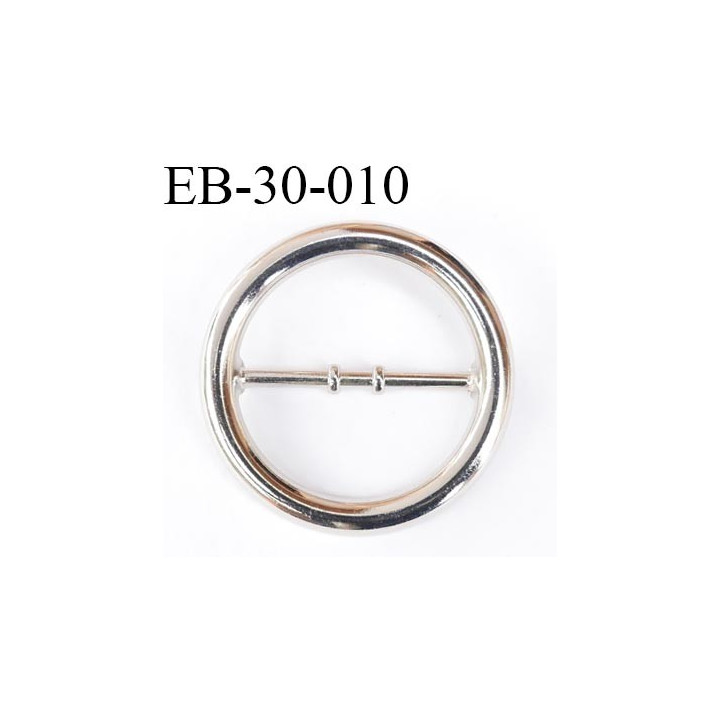 Boucle métal 31 mm couleur chromé avec barre au milieu diamètre extérieur 42 mm passage intérieur 31 mm