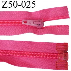 fermeture zip à glissière longueur 50 cm couleur rose fushia séparable largeur 3 cm zip nylon largeur 6 mm 