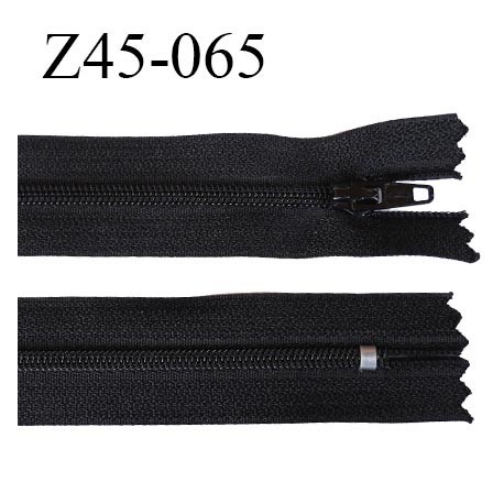 fermeture 45 cm zip couleur noir non séparable largeur 2.5 cm largeur de la glissière 4 mm curseur métal