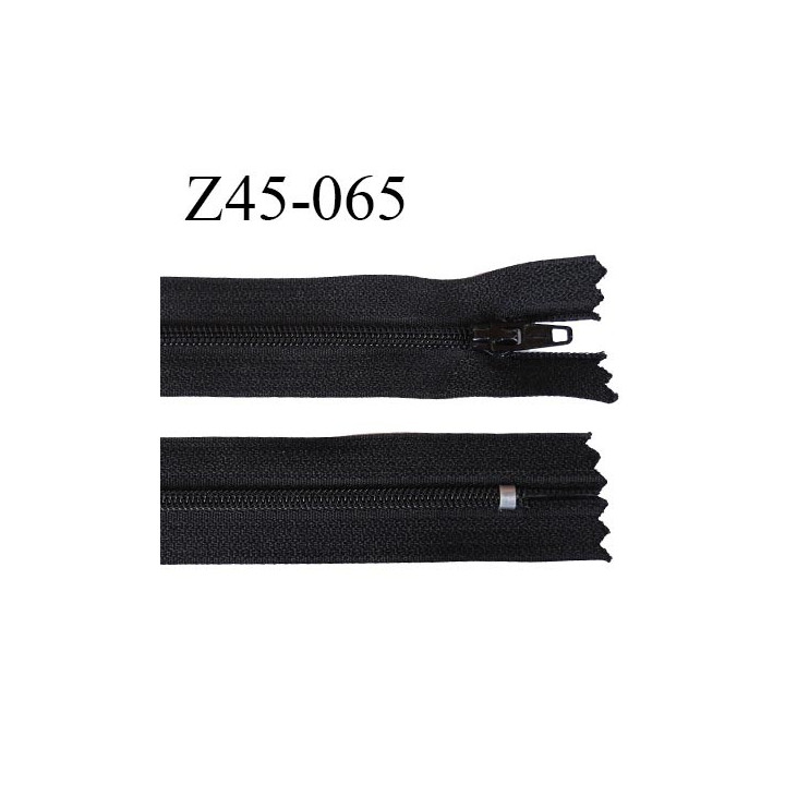 fermeture 45 cm zip   couleur noir non séparable largeur 2.5 cm largeur de la glissière 4 mm curseur métal