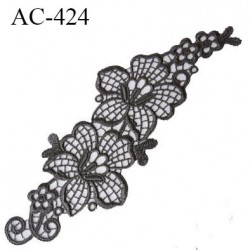 guipure 18 x 6 cm applique écusson ornement dentelle crochet très haut de gamme couleur onyx pour lingerie et autre