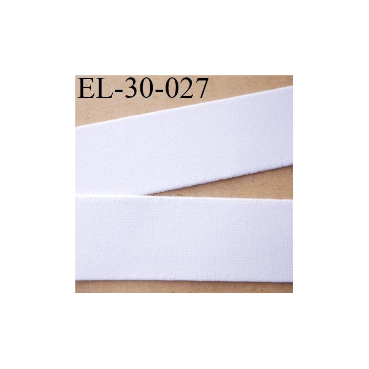 élastique 30 mm aspect velours spécial lingerie et sport très belle qualité couleur blanc doux certifié oeko tex prix au mètre