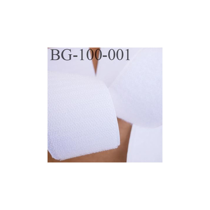 scratch style velcro 100 mm à coudre ou à coller blanc largeur 100 mm les 2 faces crochet et velours  prix au mètre