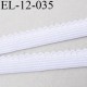 élastique picot  12 mm couleur blanc largeur de bande 10 mm largeur de boucle 2 mm prix au mètre