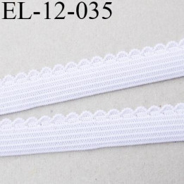 élastique picot  12 mm couleur blanc largeur de bande 10 mm largeur de boucle 2 mm prix au mètre