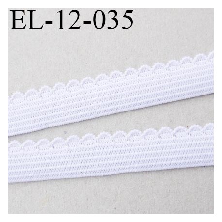 élastique picot 12 mm couleur blanc largeur de bande 10 mm largeur de boucle 2 mm prix au mètre