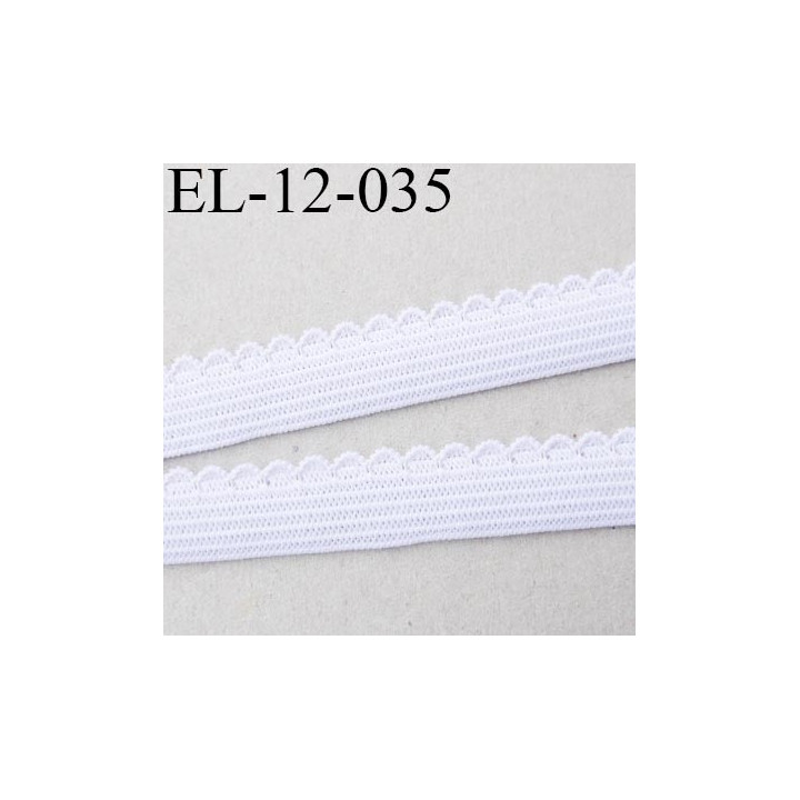 élastique picot  12 mm couleur blanc largeur de bande 10 mm largeur de boucle 2 mm prix au mètre