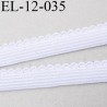 élastique picot  12 mm couleur blanc largeur de bande 10 mm largeur de boucle 2 mm prix au mètre