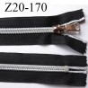fermeture zip 20 cm noir avec glissière nylon argenté largeur 3.3 cm largeur de la glissière 6.4 mm curseur en métal