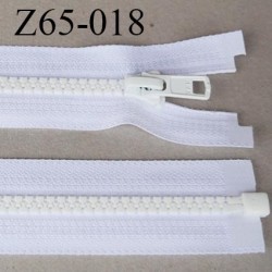 fermeture zip 65 cm couleur blanc séparable largeur 3.2 cm glissière moulé nylon largeur 6.6 mm curseur en métal longueur 65 cm